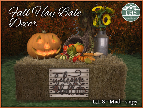 Second Life Marketplace - AUTUMN DECORATION, FALL HAY BALE DECOR ...